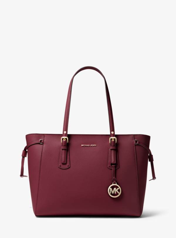 Damske Prenosná Taška Michael Kors Voyager Medium Crossgrain Leather Bordove - Kabelky Michael Kors Akcia | KUMEH-3149